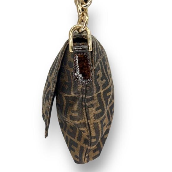FENDI MIA Brown & Black FF Zucca Logo Single Leather Shoulder Strap Hand… - Picture 9 of 13